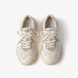 Anti-slip Breathable Lace-up Chunky Beige White Sneakers For Women