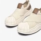 Breathable Mesh Patchwork Shell Toe Slip-on Beige Brown Sneakers For Women