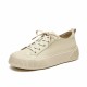 Casual Lace Up Beige Sneakers For Women