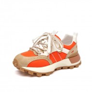 Casual Mixed Colors Patchwork Chunky Orange Brown Sneakers For Women