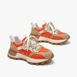 Casual Mixed Colors Patchwork Chunky Orange Brown Sneakers For Women