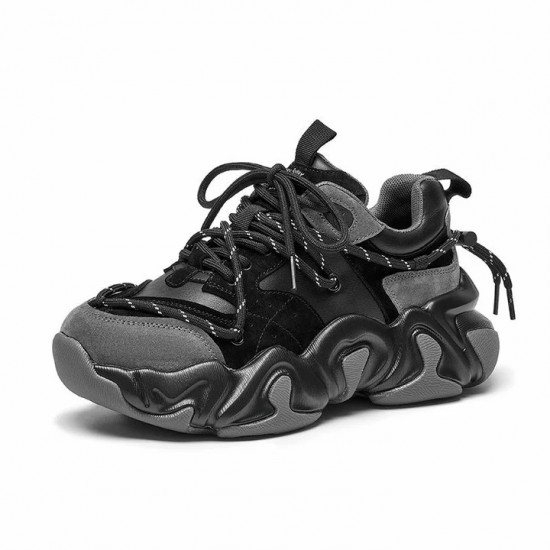 Chunky Black Sneakers Mixed Colors Design For Women