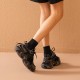 Chunky Black Sneakers Mixed Colors Design For Women