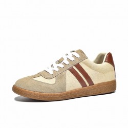 Classic Retro Leather Grey Beige Win-Red Sneakers For Women