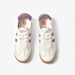 Classic Retro Leather Running White Purple Sneakers For Women