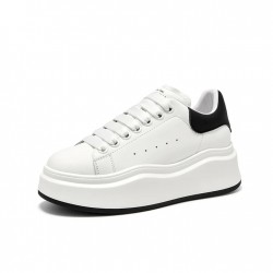 Fashion Round Toe Chunky White Black Sneakers For Women