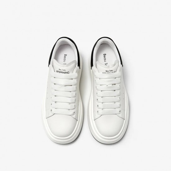 Fashion Round Toe Chunky White Black Sneakers For Women