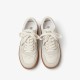 Leather Casual Breathable Upper Beige White Sneaker For Women