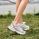 Mesh Lace Up Running Grey Silver Sneakers For Women