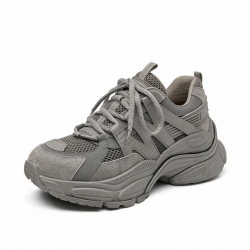 Mesh Platform Gray Sneakers For Women