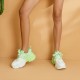 Mixed Color Mesh Casual Chunky Green White Sneakers For Women