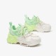 Mixed Color Mesh Casual Chunky Green White Sneakers For Women