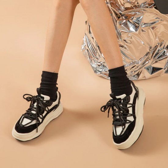 Mixed Colors Platform Black White Sneakers for Women