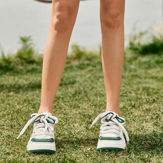 Mixed Colors Platform Green White Sneakers For Women