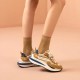 Mixed Colors Waffle Chunky Brown Blue Khaki Sneakers For Women