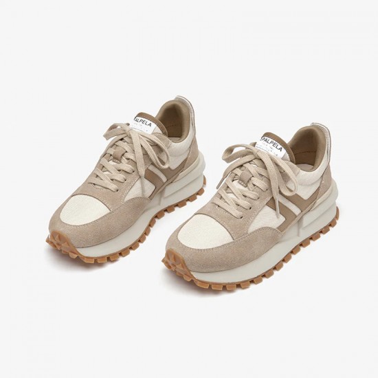 Non-slip Chunky Brown Beige Sneakers for Women