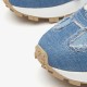 Patchwork Cowhide Leather Chunky Navy Sneakers For Women