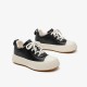 Round Toe Chunky Black White Sneakers For Women