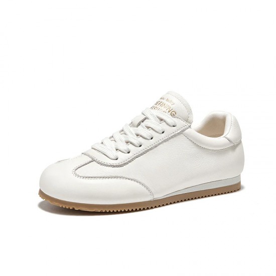 Round Toe Flat White Sneakers for Womens