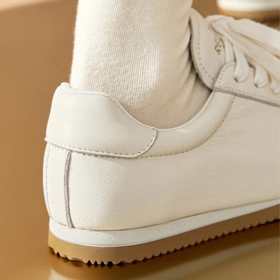 Round Toe Flat White Sneakers for Womens