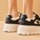 Round Toe Lightweight Platform Black White Sneaker For Women