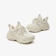 Round Toe Platform Beige Sneakers For Women