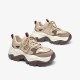 Suede Casual Patchwork Chunky Brown Khaki Sneakers For Women