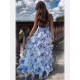 2024 wmns Long elegant white and Blue dress