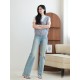 2024 Fashion Wide-leg Ltblue Jeans For Women