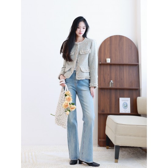 2024 Fashion Wide-leg Ltblue Jeans For Women