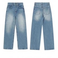 Straight high waist jeans Wide leg Ltblue pants for women