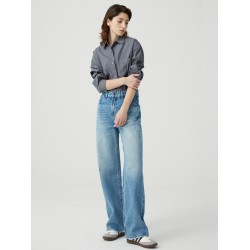 Straight high waist jeans Wide leg Ltblue pants for women