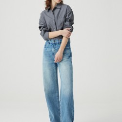 Straight high waist jeans Wide leg Ltblue pants for women