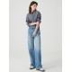 Straight high waist jeans Wide leg Ltblue pants for women