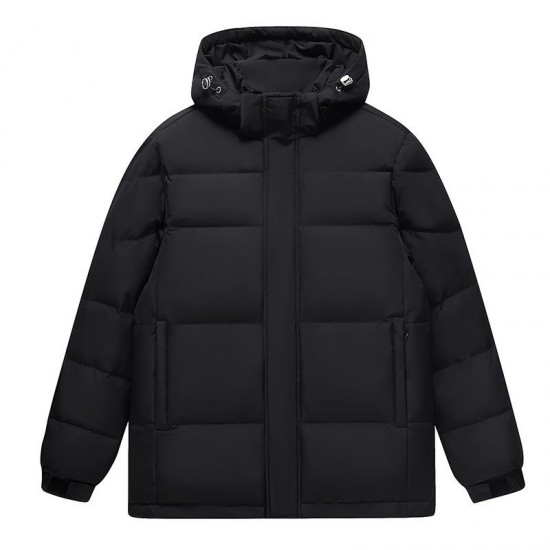 Short hooded down black jacket For Women And Men