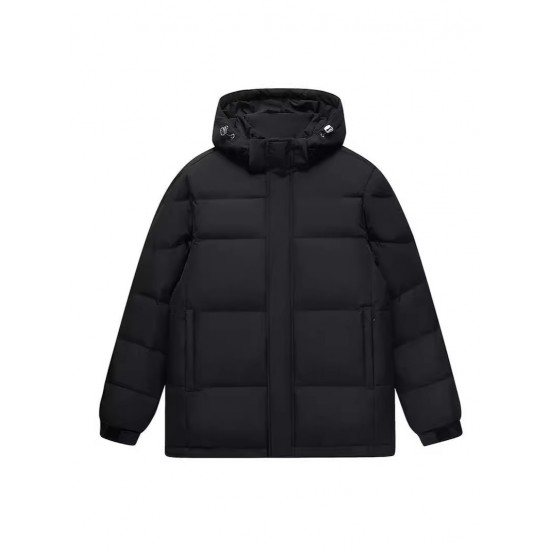 Short hooded down black jacket For Women And Men