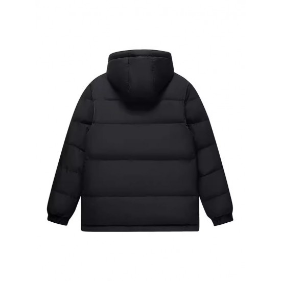 Short hooded down black jacket For Women And Men